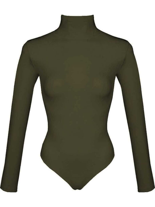 Lingerie Long Sleeve Turtleneck Bodysuit Slim Fit Petrol