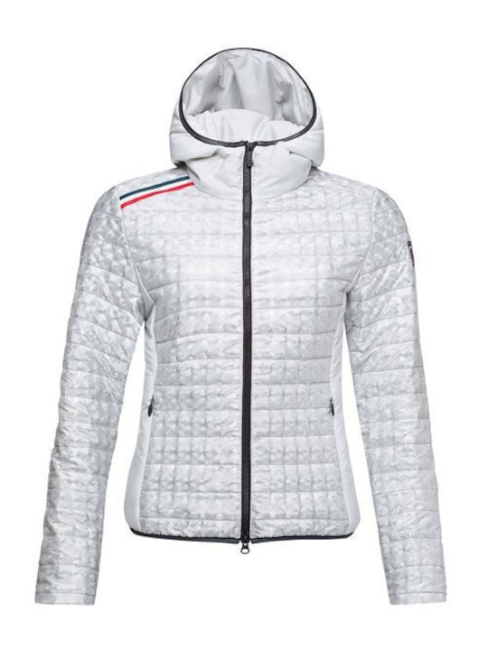 Women's Short Puffer Jacket for Winter silver