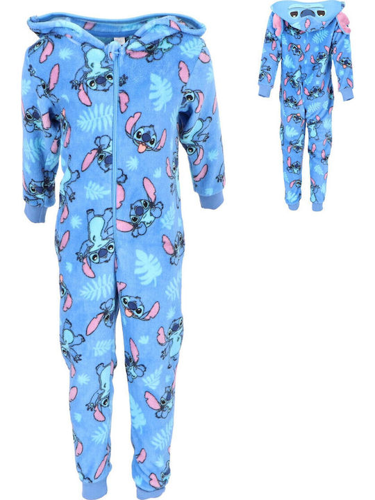 Disney Kids' One-piece Pajamas Winter Fleece Light Blue Lilo & Stitch