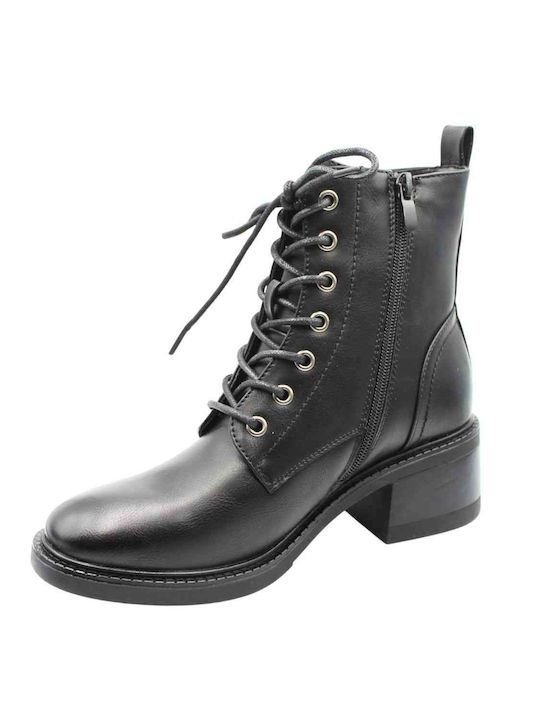 Plato Leder Damen Knöchelstiefel Schwarz