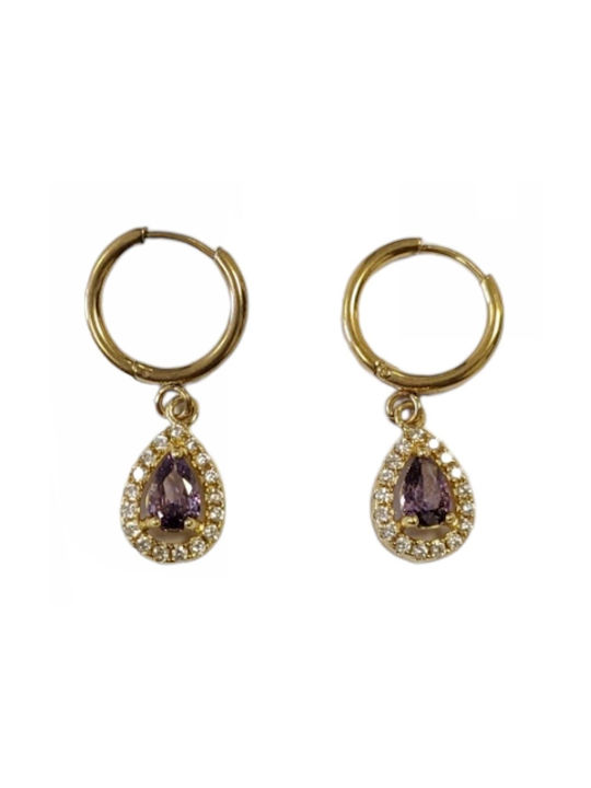 Tatu Moyo Earrings made of Steel Gold Plated with Stones