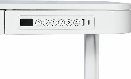 Birou Electric E-desk Din Lemn De Fag Alb Cu Picioare Metalice Și Înălțime Reglabilă 120x60x72cm