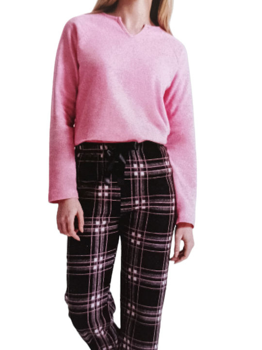 Confezioni Biemme SNC Winter Damen Pyjama-Set Baumwolle Rose