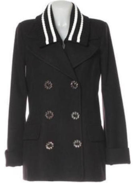 Denny Rose Women's Midi Coat with Buttons BLACK