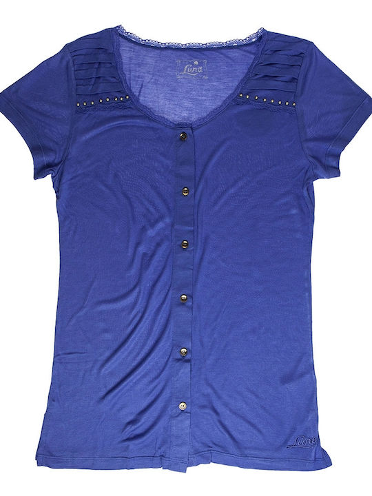 Mâneca scurta Femei Cămașă blue-violet