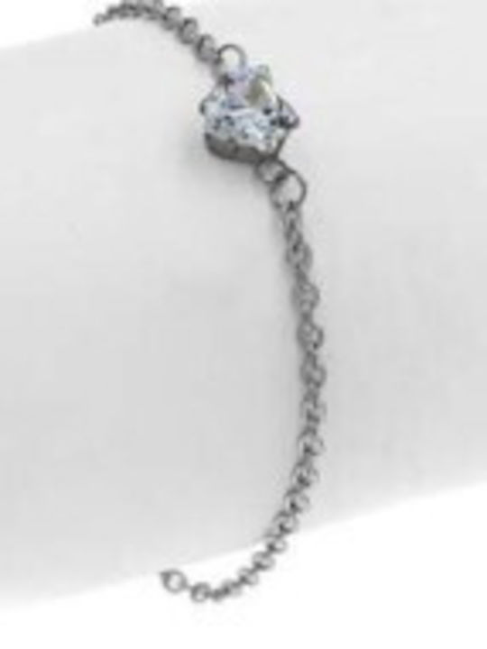 Fito+ Bracelet Chain Therapy with White Zircon Heart made of Steel with Zircon