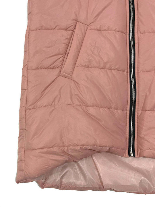 Ustyle Women's Long Puffer Jacket for Winter with Hood Pink