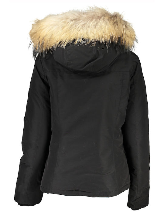 Woolrich Women's Short Lifestyle Jacket for Winter with Hood Black