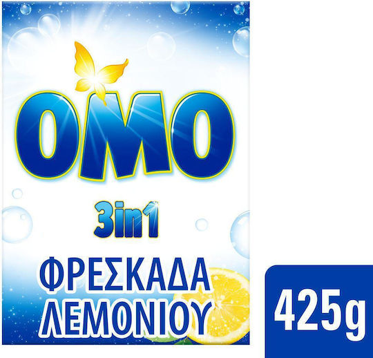 Omo 3-in-1 Απορρυπαντικό Ρούχων σε Σκόνη για Πλύσιμο στο Χέρι με Άρωμα Λεμόνι 0.425kg