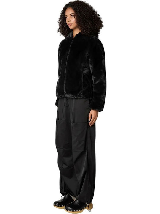 Scurtă Jachetă de femei Puffer Reversibilă Black