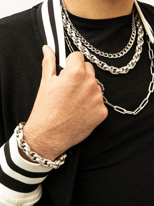 Theodora's Jewellery Chunky Αλυσίδα Λαιμού από Ατσάλι Φαρδιά Πάχους 8.7mm και Μήκους 40cm