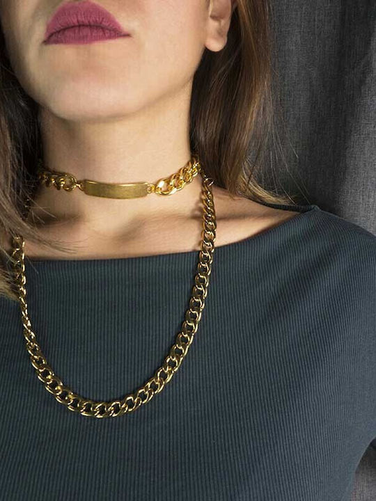 Theodora's Jewellery Chunky Αλυσίδα Λαιμού από Ατσάλι Φαρδιά Πάχους 8.7mm και Μήκους 40cm