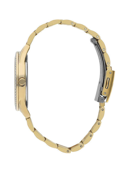 Lee Cooper Crystals Uhr mit Gold Metallarmband