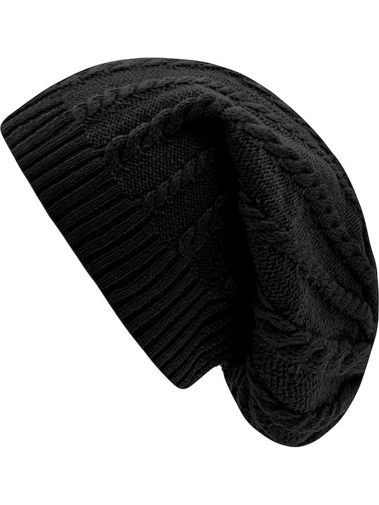 Beanie Γυναικείος Σκούφος Πλεκτός σε Μαύρο χρώμα