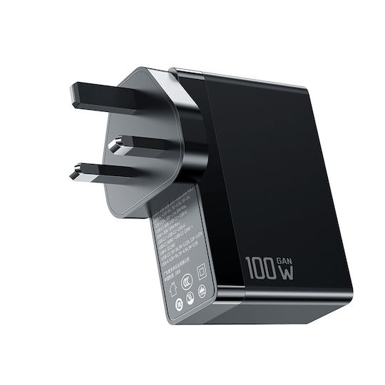Mcdodo Charger Without Cable GaN with USB-A Port and 2 USB-C Ports 100W Power Delivery Blacks (Gan)