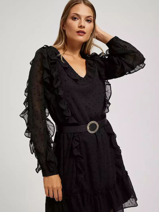 Make your image Mini Dress with Ruffle Black