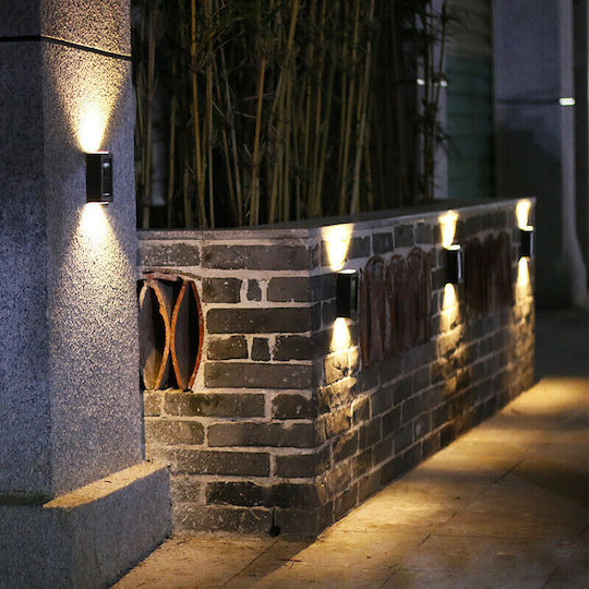 Set of 4 Wall Solar Lights Warm White 3000K with Photocell IP65 6cmx10cmx3cmcm