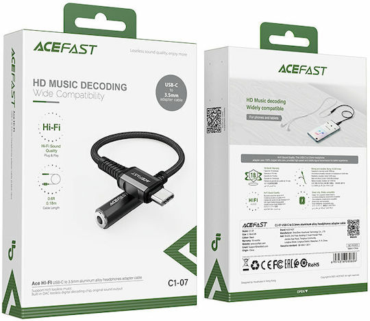 Acefast C1-07 Μετατροπέας USB-C male σε 3.5mm female 1τμχ
