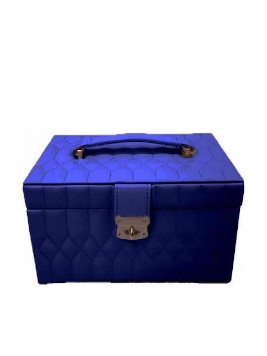 Casetă Pentru Bijuterii Din Piele Ecologică Albastră 22x15.5x13cm