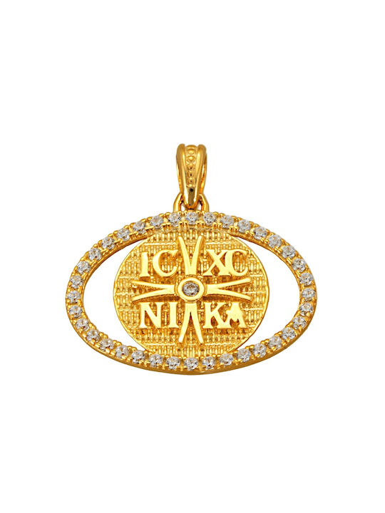 Senzio Belibasakis Charm Amulet Constantine from Gold 9 K with Zircon