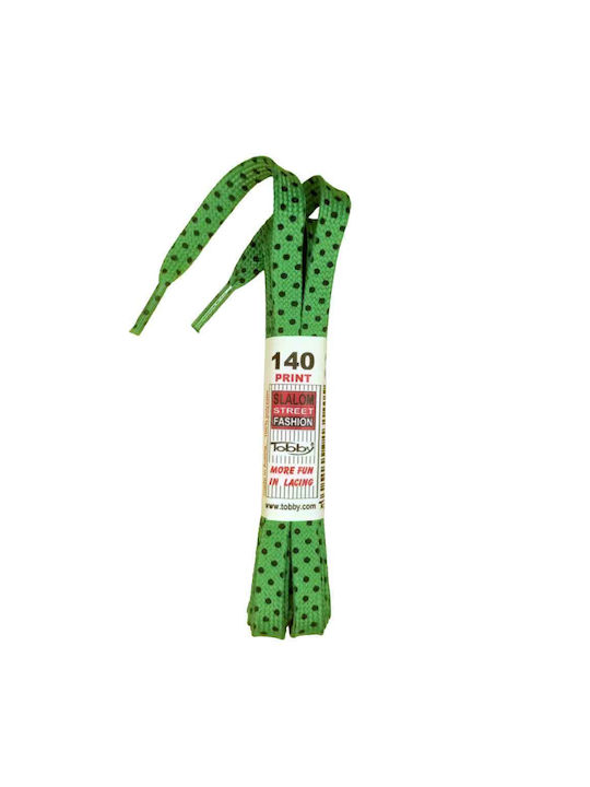 Tobby Shoelaces Dots Green 2pcs 140cm