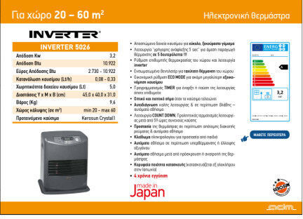 Inverter 5026 Kerosene Heater with Fan 3.2kW Gray