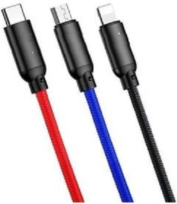 Vonk V26 Braided USB to Lightning / Type-C / micro USB 1.2m 2.1A Cable (3in1)