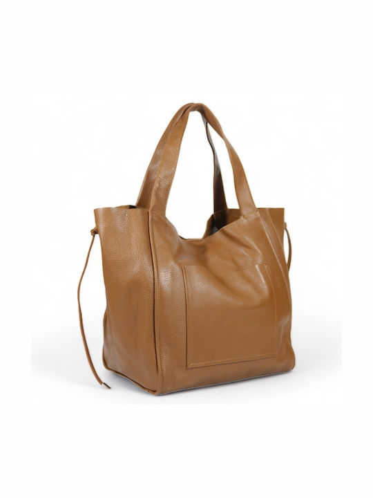 Passaggio Leather Leather Women's Bag Shopper Shoulder Tabac Brown