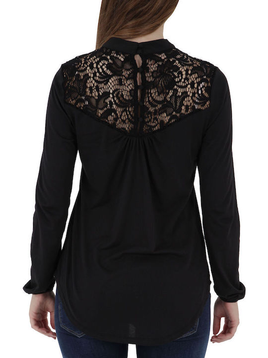 Women's Blouse Cotton Long Sleeve Black