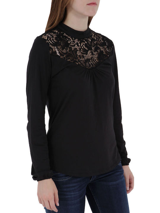 Women's Blouse Cotton Long Sleeve Black