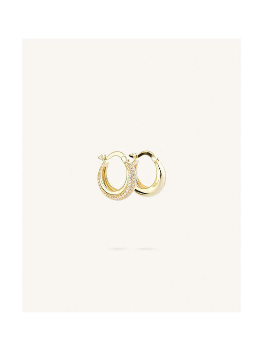 Earrings Hoops made of Silver Gold Plated with Stones