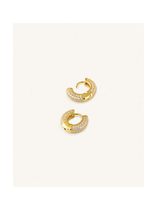 Earrings Hoops made of Silver Gold Plated with Stones