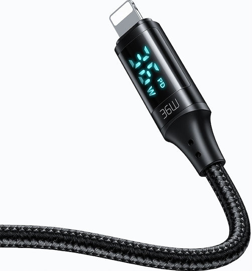 Mcdodo Braided / LED USB-A to Lightning Cable 36W Μαύρο 1m (CA-1060)