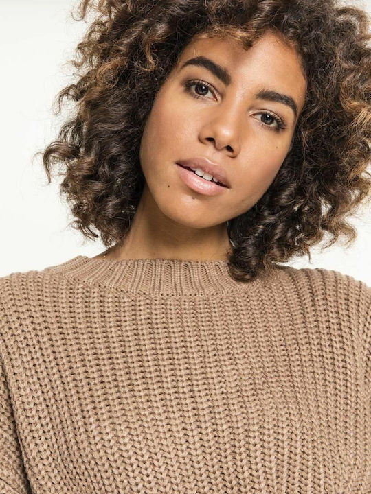 Damen Langarm Pullover Beige