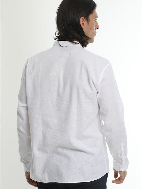 Langärmlig Leinen Hemd White