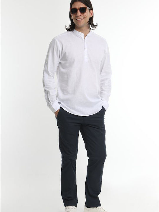Langärmlig Leinen Hemd White
