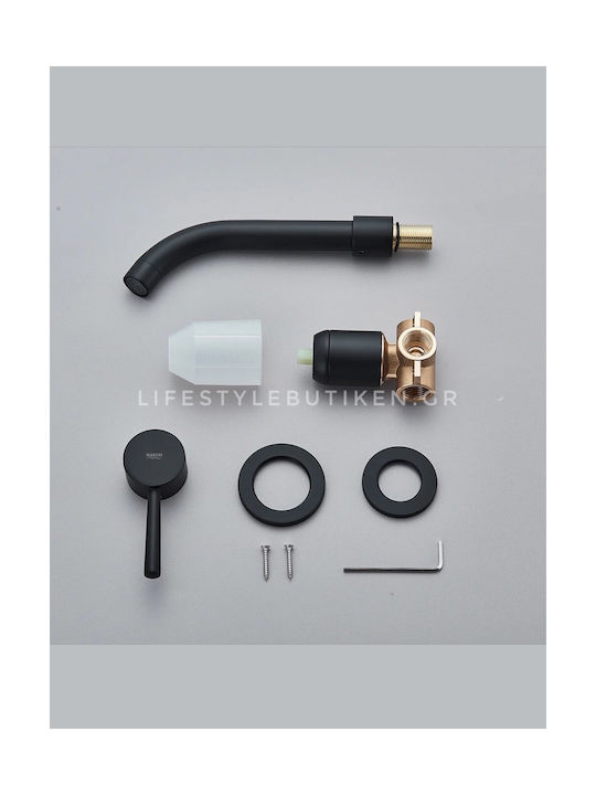 Naron Set Mixer & Gură Îngropată pentru Lavabo Negru