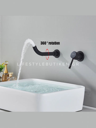 Naron Built-in Mixer & Spout Set for for Bathroom Sink Black