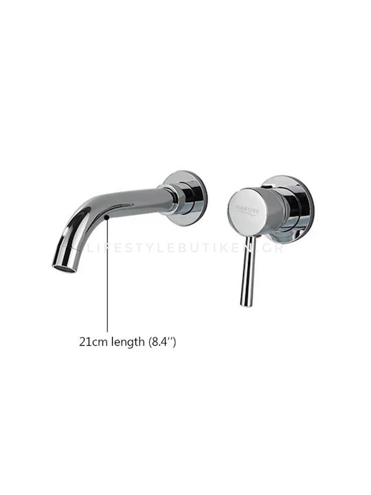 Naron Set Mischer & Auslauf für Wandmontage für für Waschbecken Bronze
