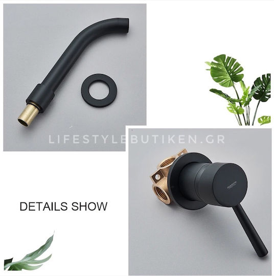 Naron Built-in Mixer & Spout Set for for Bathroom Sink Black