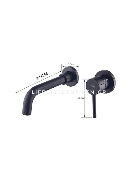 Naron Set Mixer & Gură Îngropată pentru Lavabo Negru