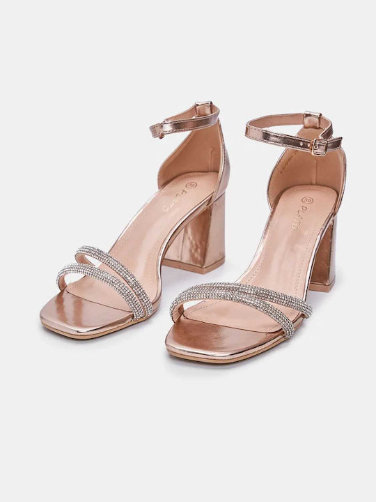 Plato Synthetic Leather Women's Sandals cu strasuri champange