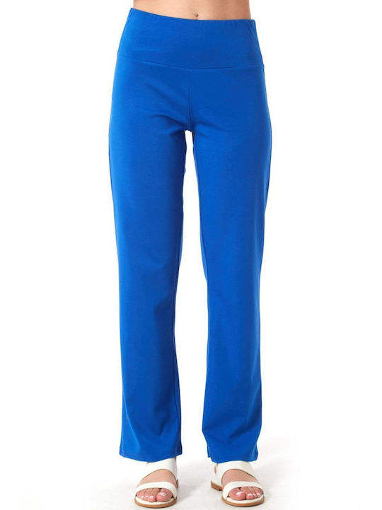 Anna Raxevsky Women's Fabric Trousers with Elastic in Straight Line blue royal