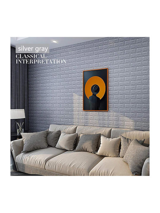 3D Wall Panels Adhesive Gray 77x70cm