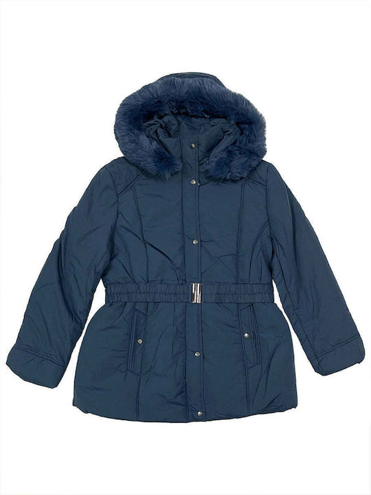 Ustyle Women's Long Puffer Jacket for Winter with Hood Blue