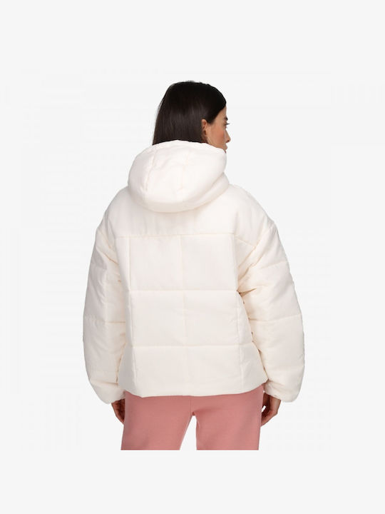 Nike W Women's Short Puffer Jacket for Winter with Hood Beige