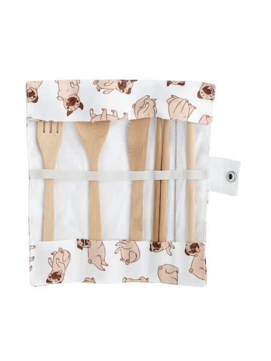 Puckator Mopps Pug Cutlery Set Stainless Brown 6pcs