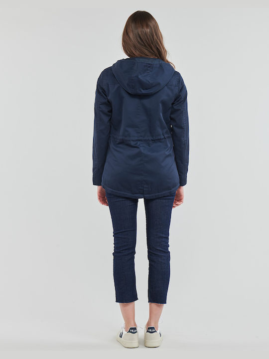 Only Women's Short Parka Jacket for Winter Navy Blue