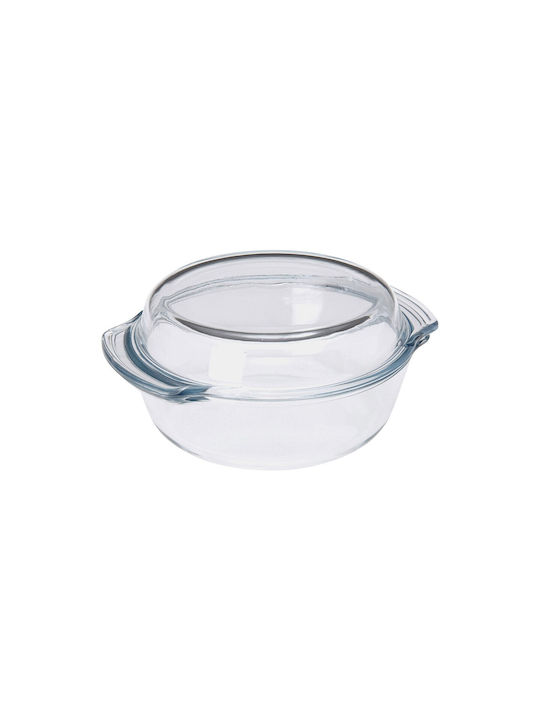BigBuy Rotund Vas de Gătit Rezistent la Căldură Sticlă 1700ml 1buc