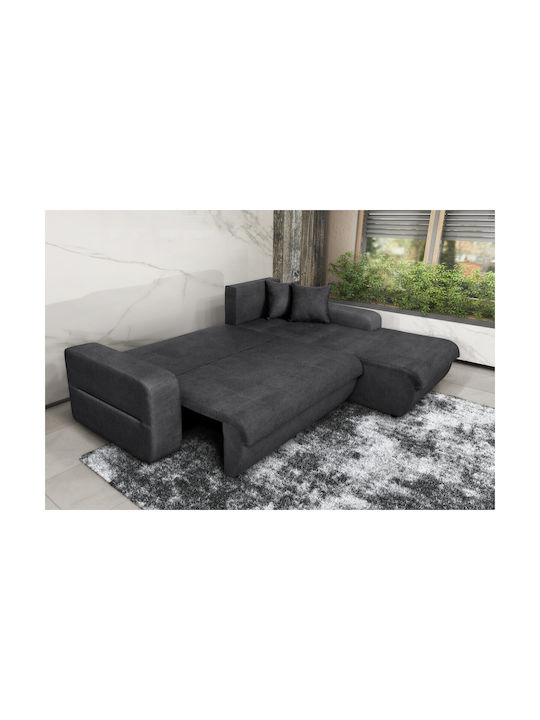Virginia Corner Couch Bed with Right Corner & Storage Space Gray 246x190cm